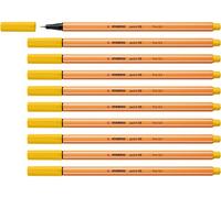 STABILO Stylo feutre pointe fine point 88 - Lot x 10 stylos feutres - Jaune (88/44)