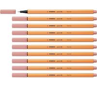 STABILO Stylo feutre pointe fine point 88 - Lot x 10 stylos feutres - rose poudré