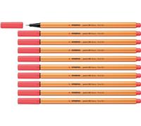 STABILO Stylo feutre pointe fine point 88 - Lot x 10 stylos feutres - Rouge fluo (88/040)