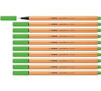 STABILO Stylo feutre pointe fine point 88 - Lot x 10 stylos feutres - Vert fluo (88/033)
