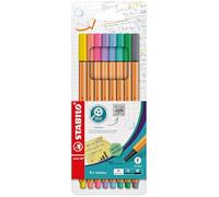STABILO Stylo feutre pointe fine Point 88 - Pochette de 8 stylos-feutres - Couleurs pastel