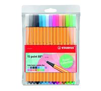 STABILO Stylo feutre pointe fine Point 88 - Pochette x 15 stylos feutres - Couleurs pastel
