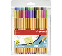 STABILO Stylo feutre pointe fine point 88 - Pochette x 30 stylos feutres dont 5 couleurs fluo