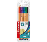 STABILO Stylo feutre pointe fine point 88 - Pochette x 6 stylos feutres - Coloris assortis