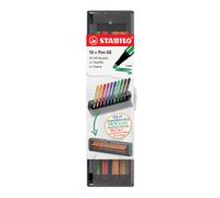 STABILO Stylo-feutres Pen 68 - Présentoir Click Box de 10 feutres, pointes moyennes, couleurs d'encre assorties