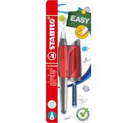 STABILO Stylo plume EASYbuddy - Blister x 1 stylo plume enfant - stylos-plume M pour tous - rouge/corail - 1 cartouche incluse