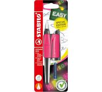 STABILO - stylo plume ergonomique - EASYbuddy NEON - plume L spéciale gaucher - Cartouche incluse - Rose fluo - Blister