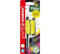 STABILO - stylo plume ergonomique - EASYbuddy NEON - plume M pour gaucher et droitier - Cartouche incluse - Jaune fluo - Blister