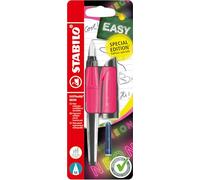 STABILO - Stylo plume ergonomique EASYbuddy NEON - Plume M ambidextre - Rose fluo - Cartouche incluse