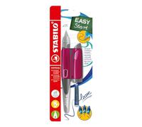 STABILO - Stylo-plume ergonomique pour gauchers avec plume A pour débutant - EASYbirdy en baie/rose - Stylo unique - Cartouche et outil de réglage inclus - Couleur d'écriture bleue (effaçable)