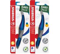 STABILO Stylo roller EASYoriginal - Blister x 1 stylo ergonomique rechargeable - Bleu Edition Hologramme - gaucher (Lot de 2)
