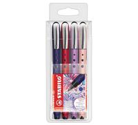 STABILO - Stylo roller - worker+ NatureCOLORS Wildflower - 4 stylos roller à encre liquide - encre bleu