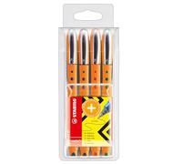 STABILO Stylo roller Worker+ - Pochette x 4 stylos pointe fine- Noir, bleu, rouge, vert