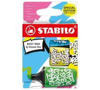 STABILO – Mini surligneur fluo BOSS MINI by Snooze One – Etui carton x3 – vert, jaune, bleu