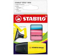 STABILO Surligneur BOSS MINI – Étui carton x 3 surligneurs fluo jaune, rose, bleu