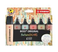 STABILO Surligneur BOSS ORIGINAL NatureCOLORS – Etui carton 6 surligneurs coloris assortis