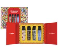 STABILO Surligneur BOSS ORIGINAL D&G - Coffret 4 surligneurs - Décors exclusifs Dolce&Gabbana