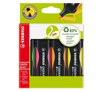 Stabilo Surligneur recyclé GREEN BOSS Pointe biseautée 2 et 5 mm - lot de 4 assortis