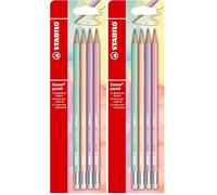 STABILO Swano pastel - Crayon papier - 4 crayons graphite HB - coloris pastel assortis (Lot de 2)