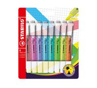 STABILO swing cool Surligneurs pointe biseautée 1 et 4 mm - Coloris assortis fluos - Etui de 8