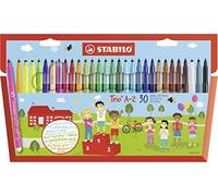STABILO Trio A-Z - Feutre de coloriage - Étui carton x 30 feutres pointe moyenne - dont 5 fluo