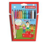 STABILO Trio A-Z feutre de coloriage pointe moyenne - Etui carton de 12 feutres - Coloris assortis