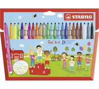 STABILO Trio A-Z - Stylo À Fibres Avec Zone De Prise Triangulaire - Paquet De 24