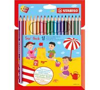 STABILO Crayons de couleur Trio Étui carton 18 crayons triangulaires + taille-crayon