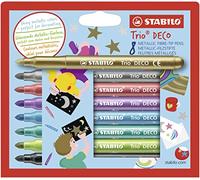 STABILO Trio Déco - Feutre de coloriage - Étui carton x 8 feutres métallisés effet brillant - coloris assortis