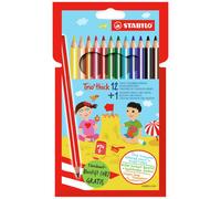 STABILO Trio Épais Coloré Crayons Portefeuille De 12 Variés Couleurs + 1
