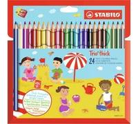 STABILO Trio - Crayon de couleur - Étui carton x 24 crayons de coloriage triangulaires + taille-crayon