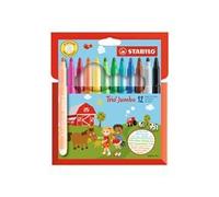 STABILO Trio Jumbo - Feutre de coloriage - Étui carton x 12 feutres pointe large - Coloris assortis