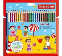 STABILO Trio Lot de 24 crayons de couleur triangulaires avec 24 couleurs différentes