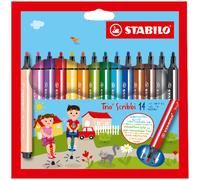 STABILO Feutres Trio Scribbi - pointe large montée sur ressort, triangulaires - Étui 14 feutres