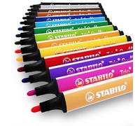 STABILO Trio Scribbi - Feutre de coloriage - Étui carton x 14 feutres triangulaires pointe large - Coloris assortis