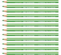 STABILO Trio thick - Lot de 12 crayons de couleur triangulaires - Vert | Lot de 12, vert jaunâtre