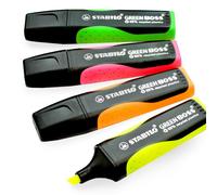 STABILO Vert Boss Surligneur Stylos - 83% Recyclé - Pointe Biseautée - Néon Set