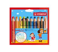 STABILO woody 3in1 - Crayon de couleur - Etui carton x 10 crayons de coloriage