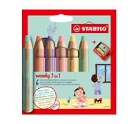 STABILO Woody 3 en 1 Pastel 6 Couleurs + Aiguiseur