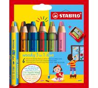 STABILO woody 3 in 1 duo étui de 6 pièces avec taille-crayon