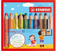 Crayon de coloriage - STABILO woody 3in1 - Étui carton de 10 crayons tout-terrain