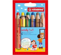 STABILO woody 3in1 - Crayon de couleur - Etui carton x 6 crayons de coloriage