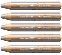STABILO woody 3in1 - Crayon de couleur - Lot x 5 crayons de coloriage - Argent