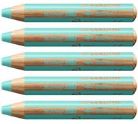 STABILO woody 3in1 - Crayon de couleur - Lot x 5 crayons de coloriage - bleu pastel