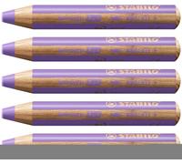 STABILO woody 3in1 - Crayon de couleur - Lot x 5 crayons de coloriage - lilas pastel