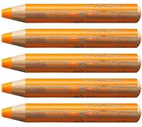 STABILO Crayons de couleur Woody 3in1 Extra large – Lot de 5 – Orange