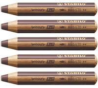 STABILO woody 3in1 - Crayon de couleur - Lot x 5 crayons de coloriage - Terre de Sienne brûlée