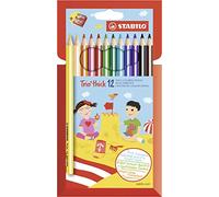 STABILO – Crayons de couleur – woody 3in1 duo – lot de 5 à mine bicolore vert clair/marron