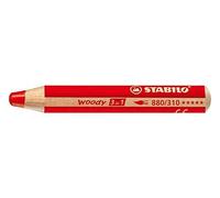 Stabilo Woody 880/310 Lot de 3 crayons géants 3 en 1 Rouge