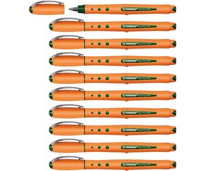 Stabilo Worker Boîte de 10 Rollers à encre liquide 0,3 mm Vert